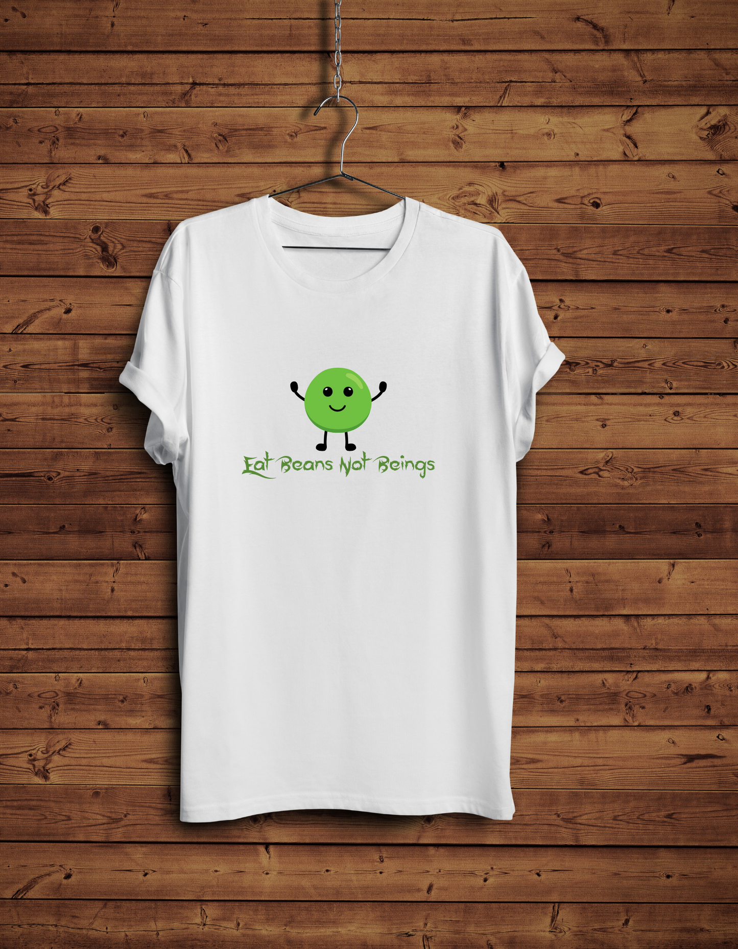 Funny Vegan T-Shirt ,Eat Beans, Not Beings, Plant-Based Humor Tee